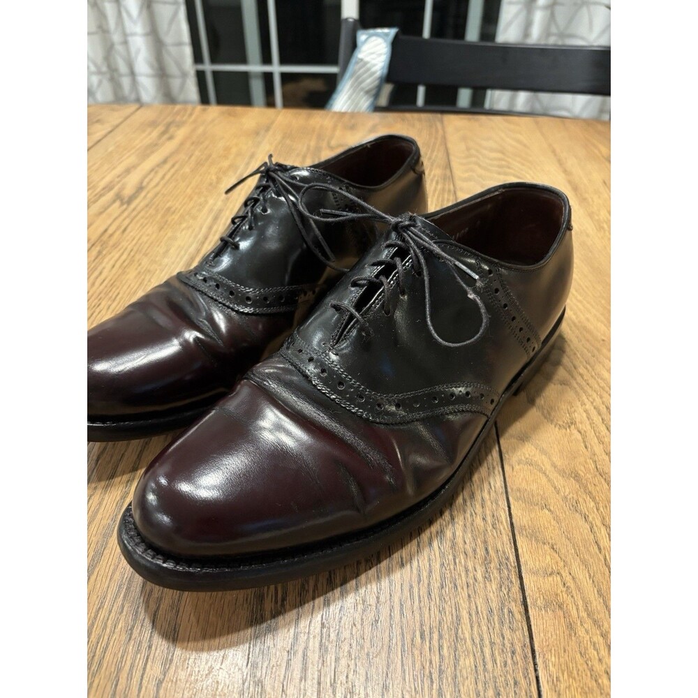 Allen Edmonds Polo Shelton 8271 Mens 10 D Saddle Oxfords Shoes Burgundy Black